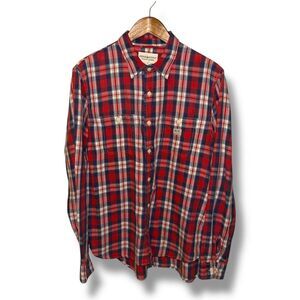 Red White & Blue Polo Ralph Lauren Denim Supply Flannel Shirt Size L